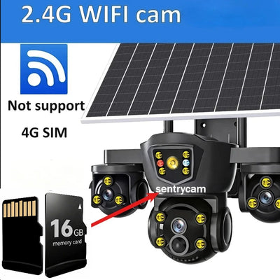 Caméra de Surveillance Solaire DIFANG 4G 8K 3 Objectifs