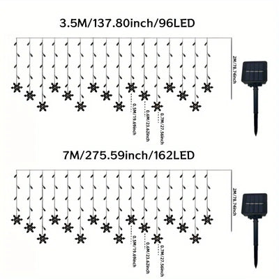 Rideau Lumineux Solaire Flocons et Glaçons LED Noël