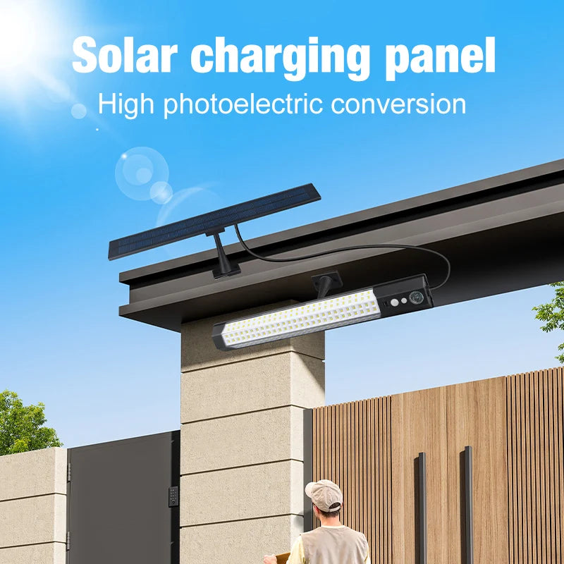Projecteur Solaire Extérieur 158 LED Détecteur de Mouvement et Télécommande