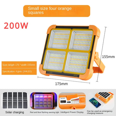 Projecteur Solaire Portable 500W Rechargeable Camping Urgence