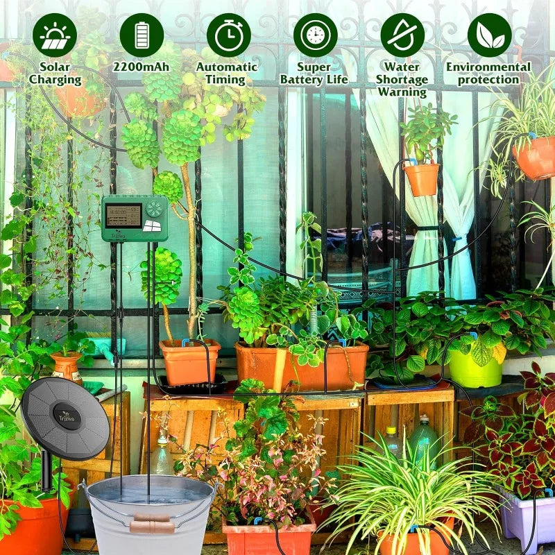 Kit d'Irrigation Solaire pour Serre Minuterie 15M – recharge solaire en journée