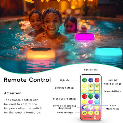 Lampe Solaire Flottante de Piscine LED RGB Étanche IP68