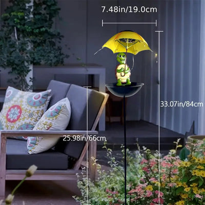 Statue Solaire Animaux Parapluie Lumineux avec Mangeoire