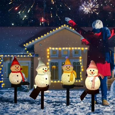 Lampe Solaire Bonhomme de Neige LED Étanche Jardin et Allée