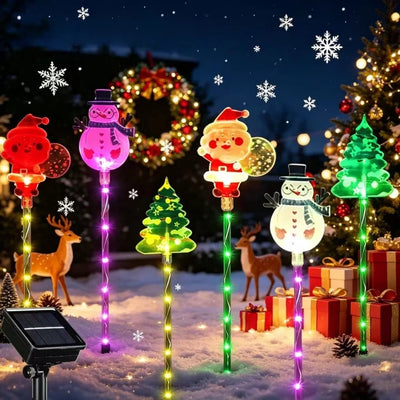 Décoration Noël Solaire Piquets Lumineux en Acrylique