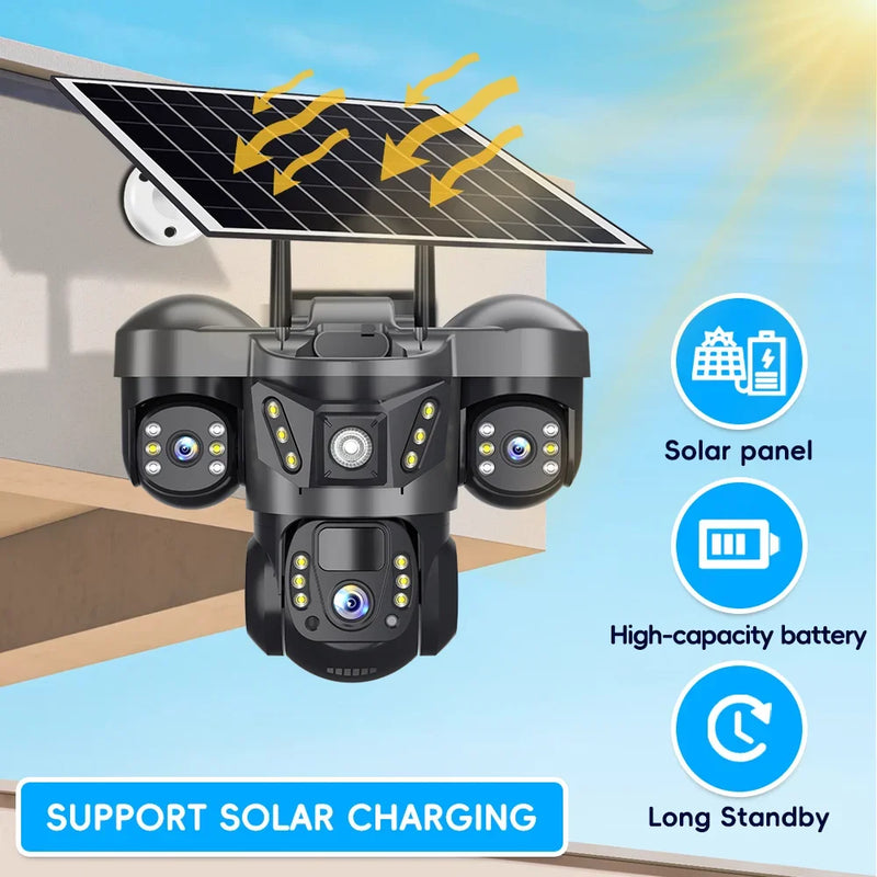 Caméra Solaire 4G Triple Objectif 8K Extérieure