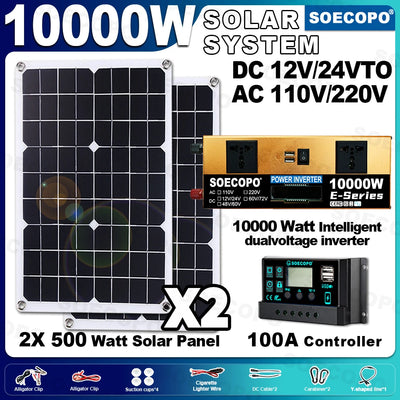 Kit Solaire Complet 10000W Panneaux 2x500W Onduleur