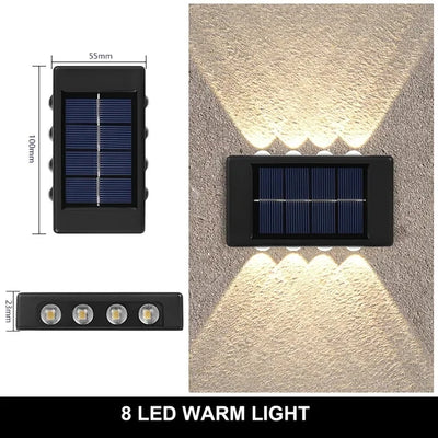 Applique Murale Solaire Extérieur Éclairage Haut et Bas Blanc Chaud Étanche