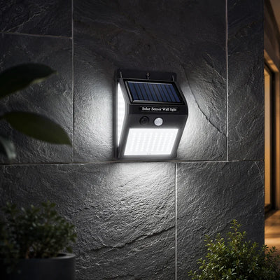 Applique Solaire Murale 140 LED 3 Faces Détecteur de Mouvement