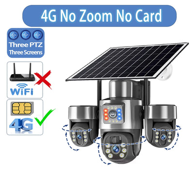 Caméra de Surveillance Solaire V380 Pro 4G 20MP 4 Objectifs