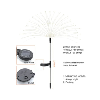Guirlande Solaire Feu d'Artifice LED Étanche Décoration Jardin