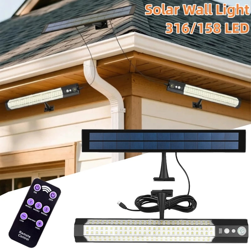 Projecteur Solaire Extérieur 158 LED Détecteur de Mouvement et Télécommande