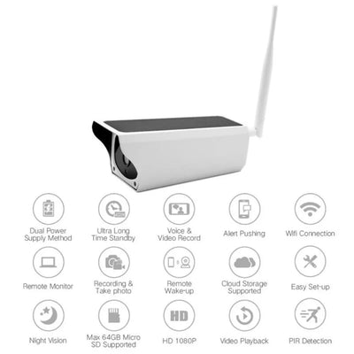 Caméra Solaire IP 1080P Étanche Basse Consommation