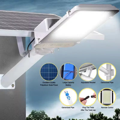 Lampadaire Solaire Aluminium 8000mAh Étanche Extérieur