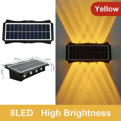 Applique Murale Solaire Extérieur Bidirectionnelle RGB Blanc Chaud 4 à 8 LED