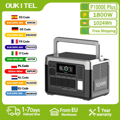 Station d'Énergie Solaire 1800W 1024Wh Portable