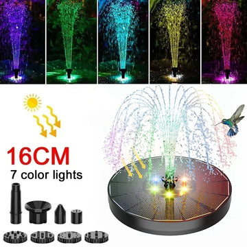 Fontaine Solaire Flottante LED avec Batterie 1200 mAh et 9 Buses