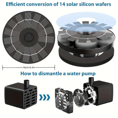 Fontaine Solaire Flottante 1 W pour Bassin de Jardin