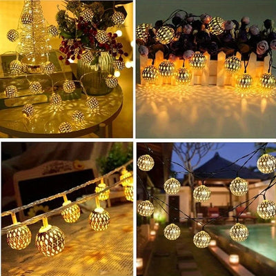 Guirlande Solaire Extérieur Boules Marocaines 20 à 50 LED