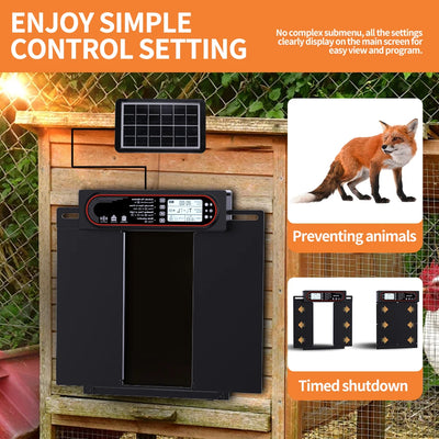 Porte Automatique de Poulailler Solaire Grande Largeur Dindes