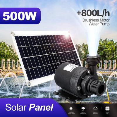 Pompe Solaire Submersible 800 L/h 500W 12V Silencieuse