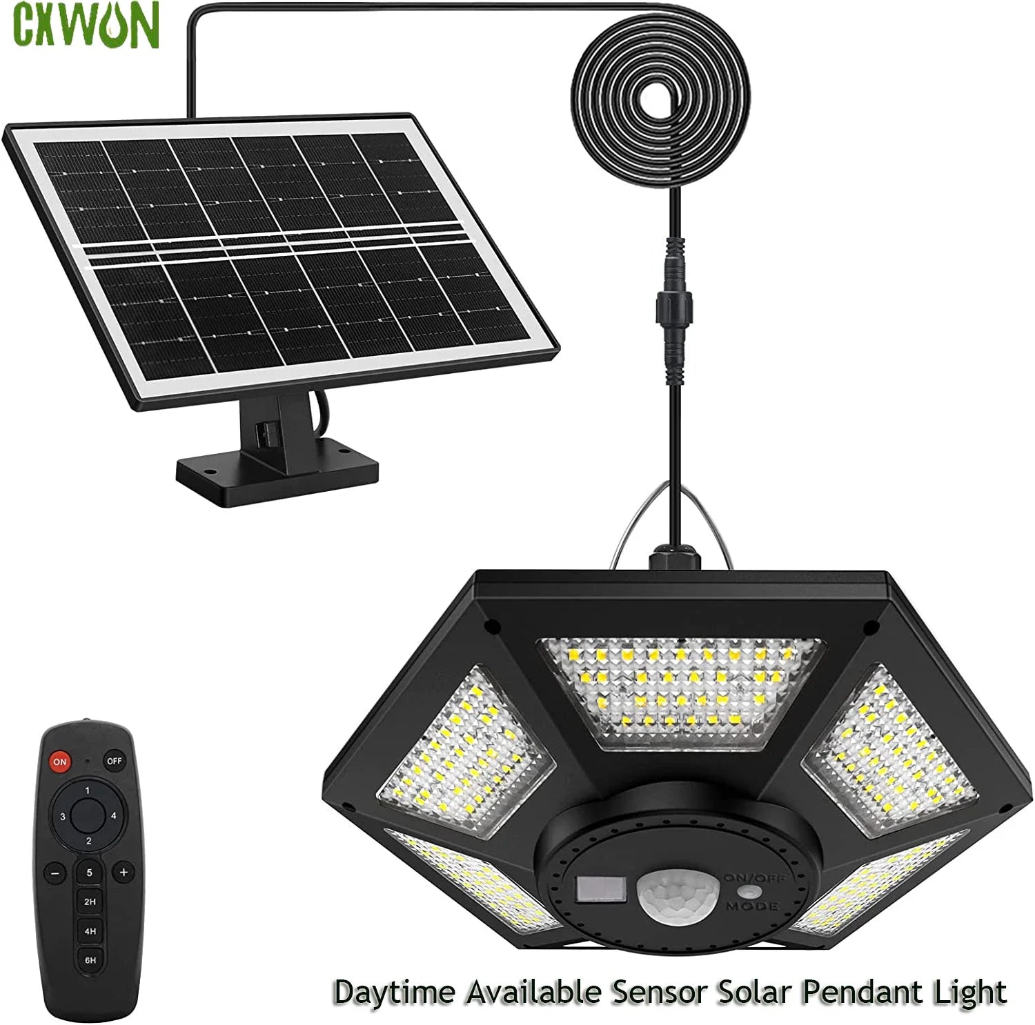 Lampe Solaire Suspendue Extérieure 180 LED 1000 Lumens avec Détecteur de Mouvement