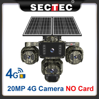 Caméra Solaire 4G Extérieure 20 MP 4 Objectifs