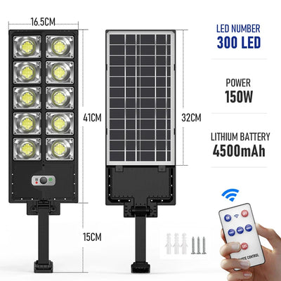 Réverbère Solaire LED Multi-Têtes Capteur Mouvement