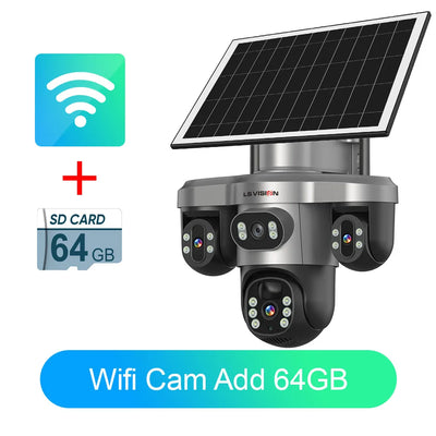 Caméra Solaire 4G WiFi 3 Objectifs 4K Extérieure