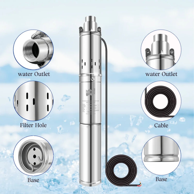 Pompe à Eau Solaire Submersible Puits Profond Sans Balais