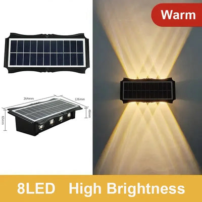 Applique Murale Solaire Extérieur Bidirectionnelle RGB Blanc Chaud 4 à 8 LED