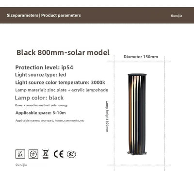 Lampe Solaire de Colonne sur Pied d'Extérieur