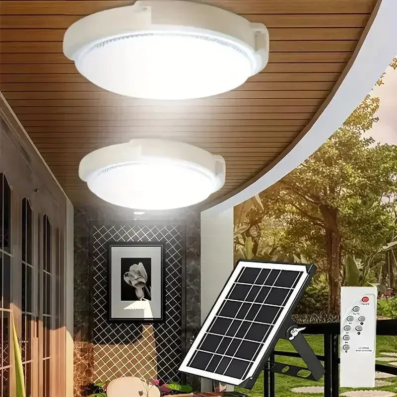 Lampe Solaire Intérieur Plafonnier Noir 3 Couleurs avec Télécommande