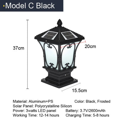 Lampe Solaire Pilier Jardin Décoration Étanche