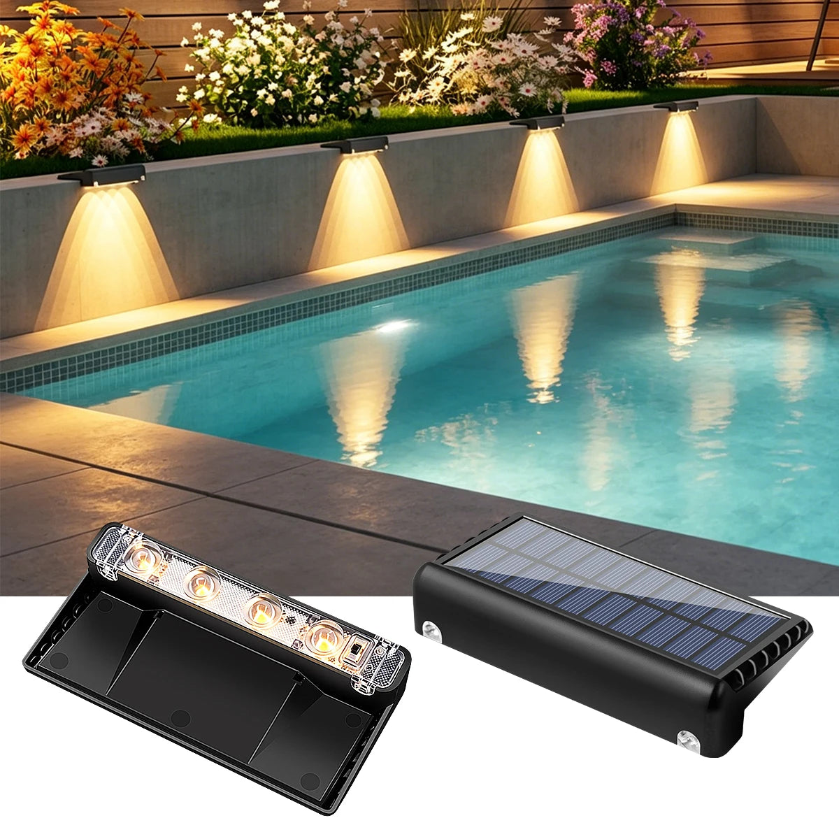 Lampe solaire 4 LED pour clôture et terrasse