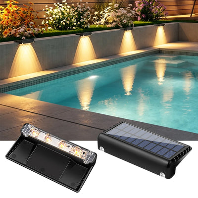 Lampe Solaire Clôture Terrasse Jardin 4 LED Étanche IP65