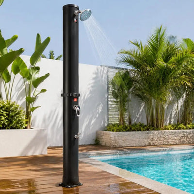 Douche Solaire Extérieure 40 L Colonne Noire Lave-Pieds
