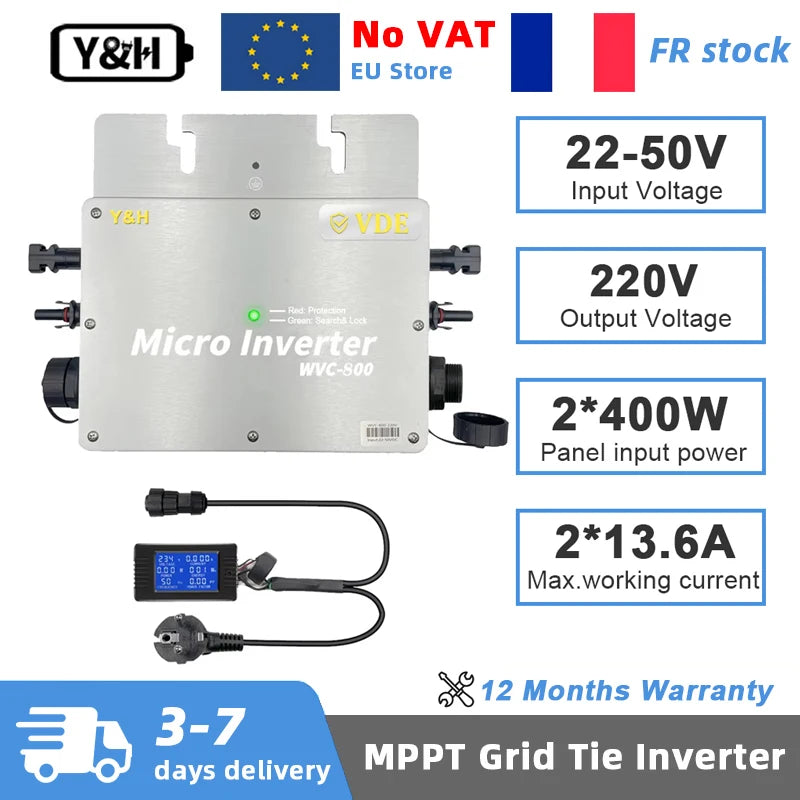 Micro-Onduleur Solaire 800W Liaison Réseau MPPT – dimensions et caractéristiques techniques