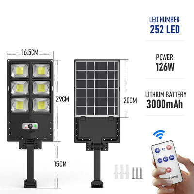 Réverbère Solaire LED Multi-Têtes Capteur Mouvement