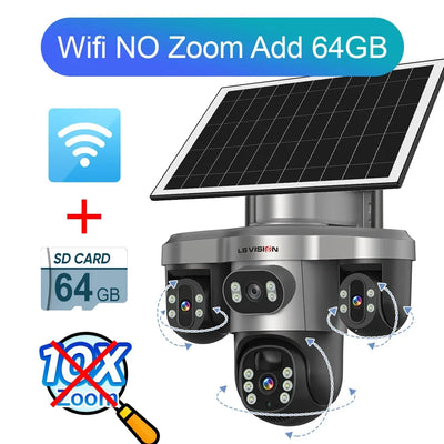 Caméra Solaire 4G 4 Objectifs Zoom 10X
