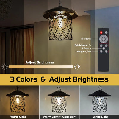 Lampe Solaire Suspendue 3 Couleurs Minuterie IP65 Gazebo