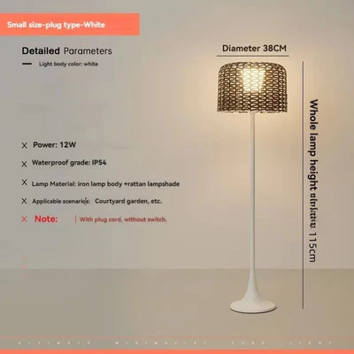 Lampadaire Solaire Décoratif en Rotin pour Terrasse