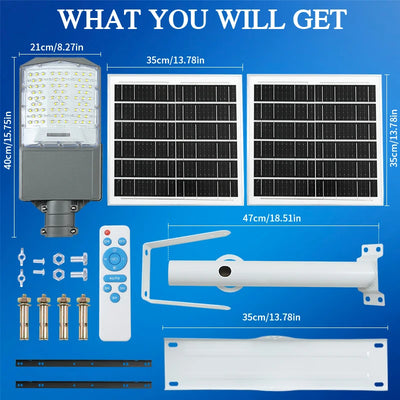 Dimensions du projecteur solaire extérieur LED IP65