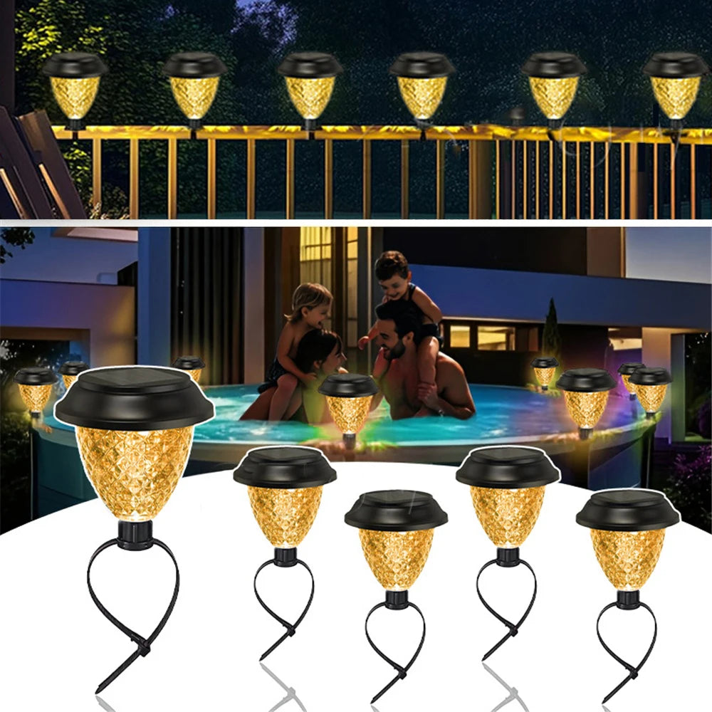 Lot de 8 lampes solaires de piscine et clôture IP65 pour jardin