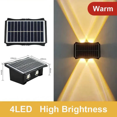 Applique Murale Solaire Extérieur Bidirectionnelle RGB Blanc Chaud 4 à 8 LED
