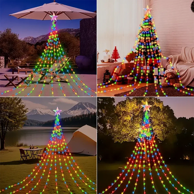 Guirlande Solaire Étoiles LED Décoration de Noël Extérieur