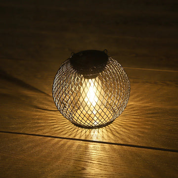 Lanterne Solaire Extérieure Boule en Fil Métallique Tressé