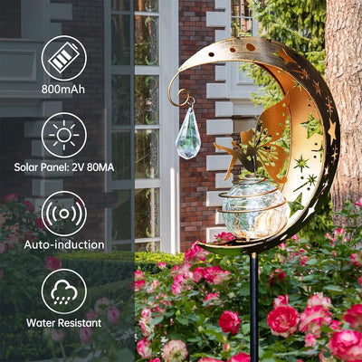 Piquet Solaire Jardin Globe Verre Craquelé Lune Décoratif