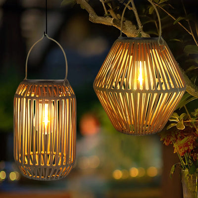 Lanterne Solaire Tissée Suspendue Style Boho