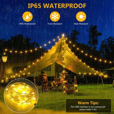 Guirlande Solaire 10M LED 10 Modes IP65 Étanche Jardin Patio